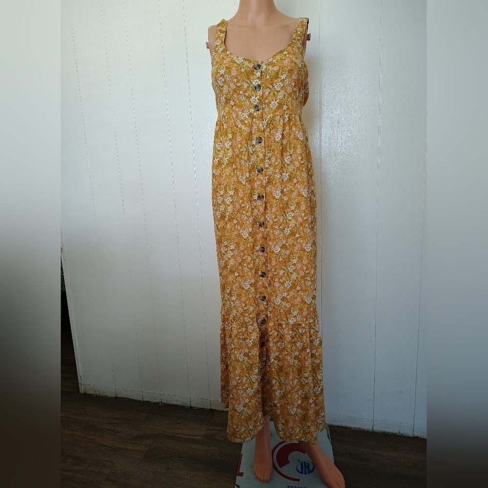 So Floral Yellow Maxi Dress Size L